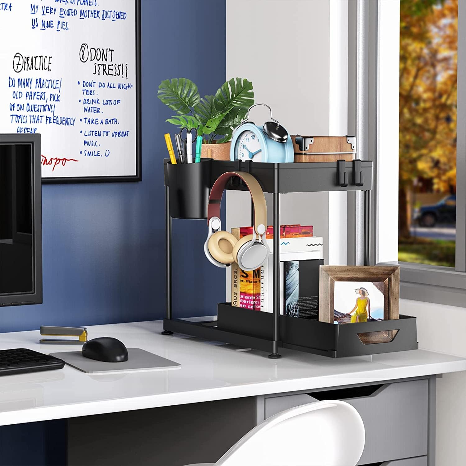 HEMOVIA Under Sink Organizer,Sliding Under Bathroom Automobiles Cabinet Storage Drawer Organizer Hanging Cup,Dividers,Handles,Mu